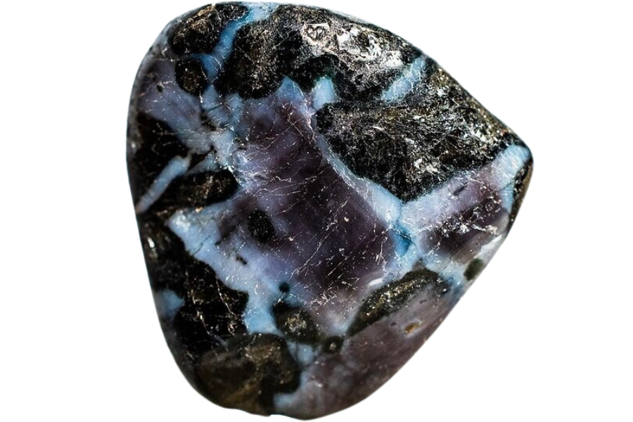 A stunning indigo gabbro with white and black patches