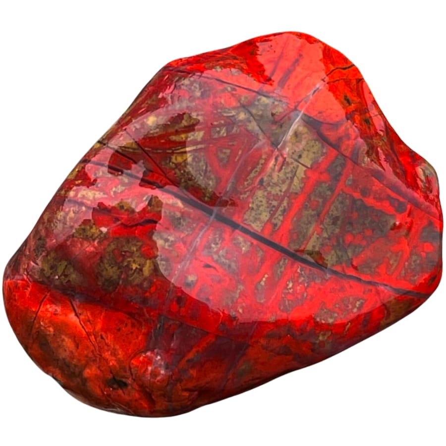 Raw rich red jasper with visible patterns of brown and black