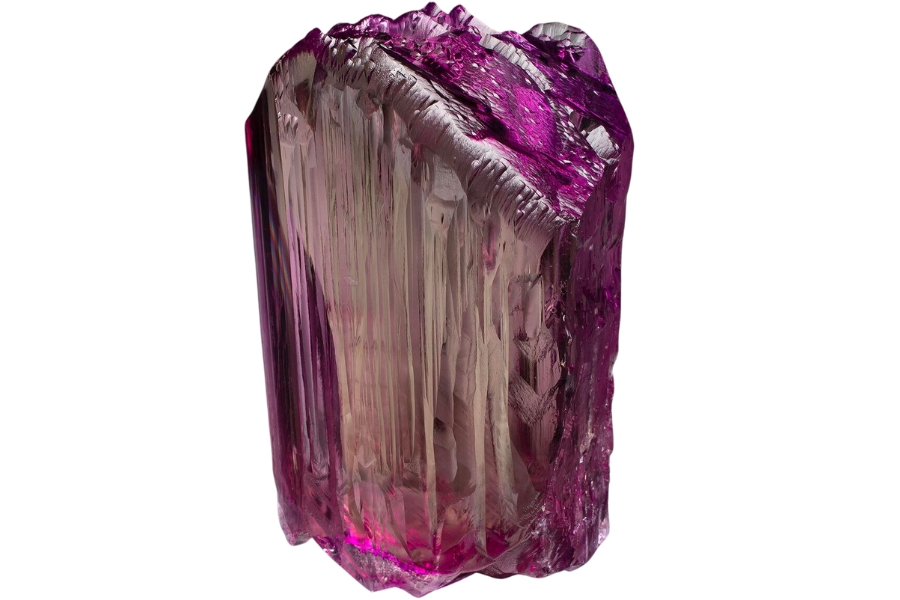 A lustrous, deep purple kunzite crystal