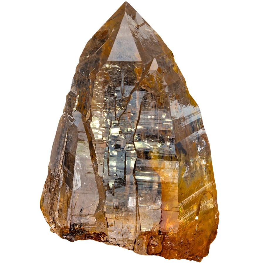 Single quartz crystal with sparkling glassy luster