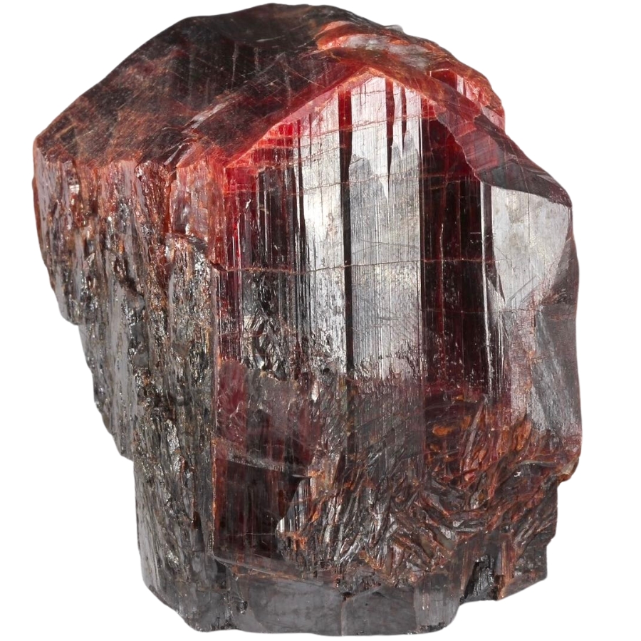 Rough dark red crystal of manganotantalite with visible details