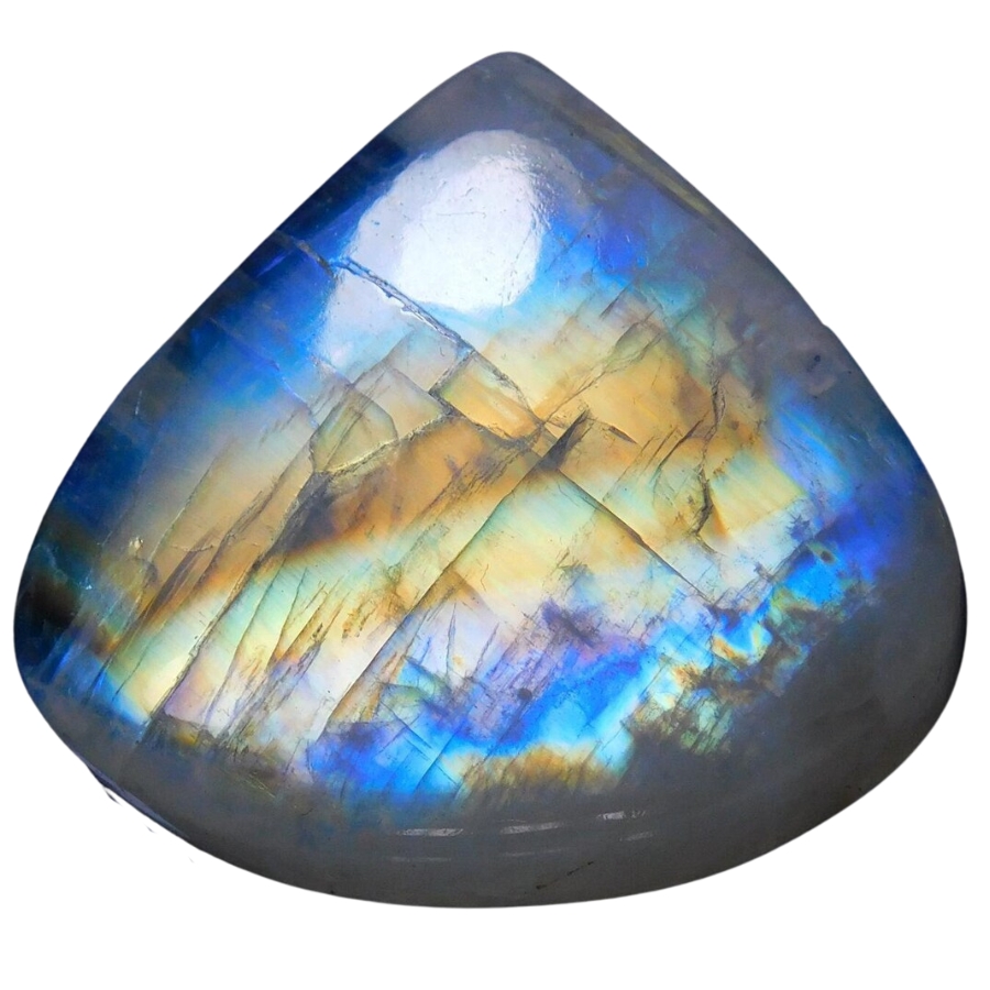 A gorgeous wide teardrop shaped moonstone cabochon