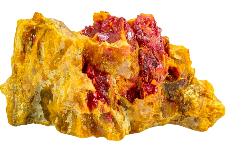A rough yellow orpiment with red hues