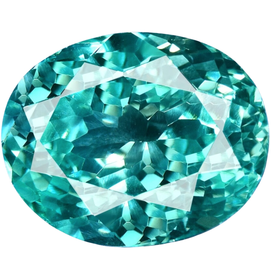 An enchanting polished and cut Paraiba tourmaline crystal gemstone