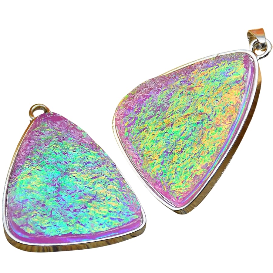 Two agate-imitation pendants made out of plastic and resin