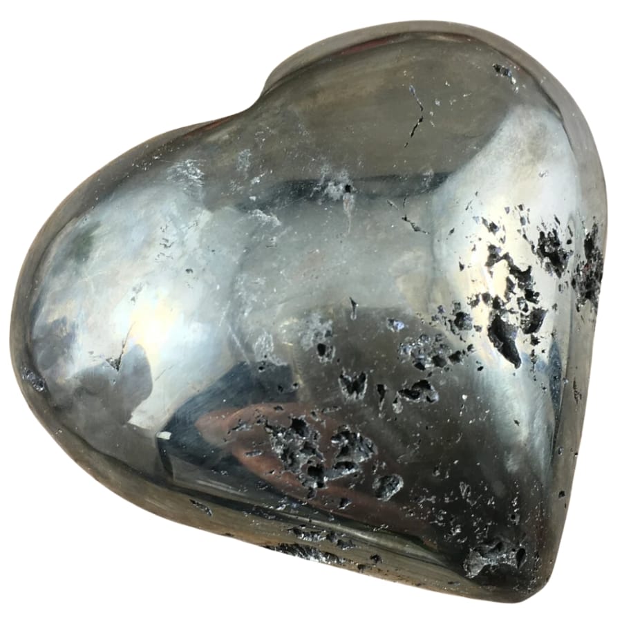 A unique pyrite heart-shaped polished stone