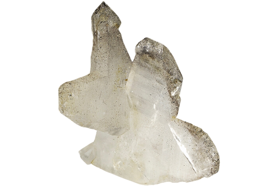 Two translucent crystals of raw quartz