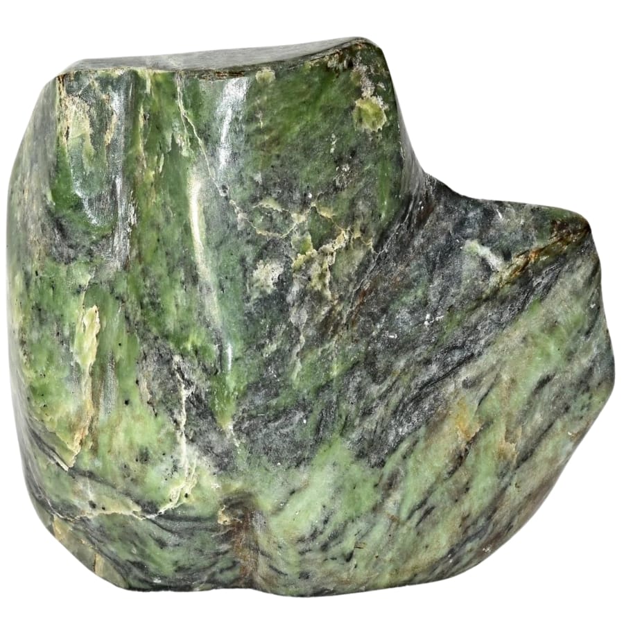 A uniquely shaped polished nephrite jade