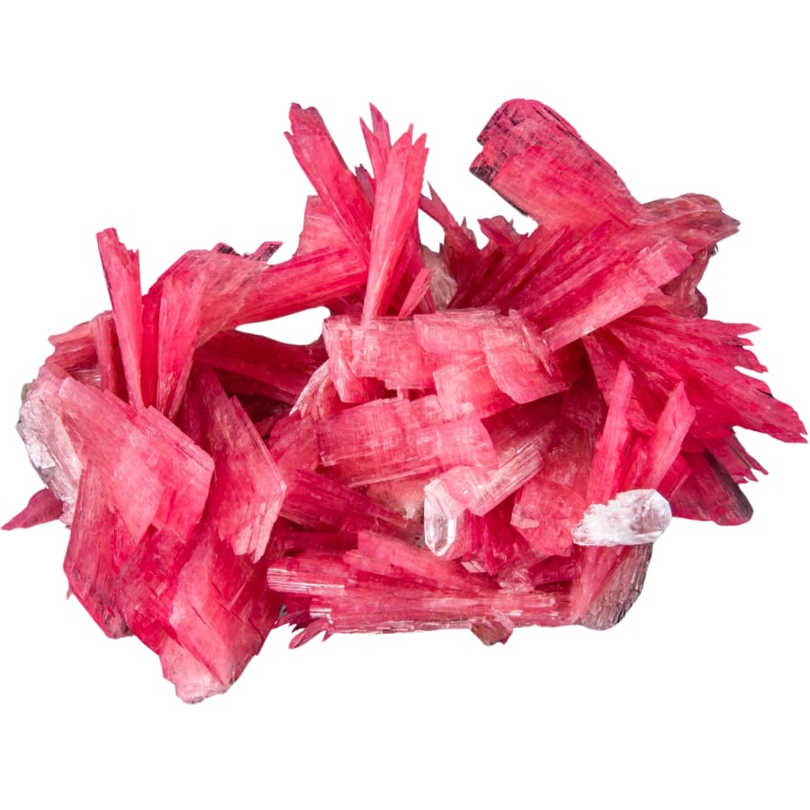 Cluster of pink rhodonite crystals