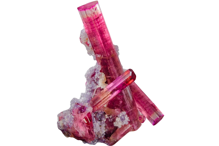 Beautiful pink rubellite with white lepidolite crystals