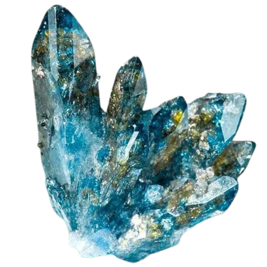 A gorgeous raw scorodite mineral with gold and silver spots