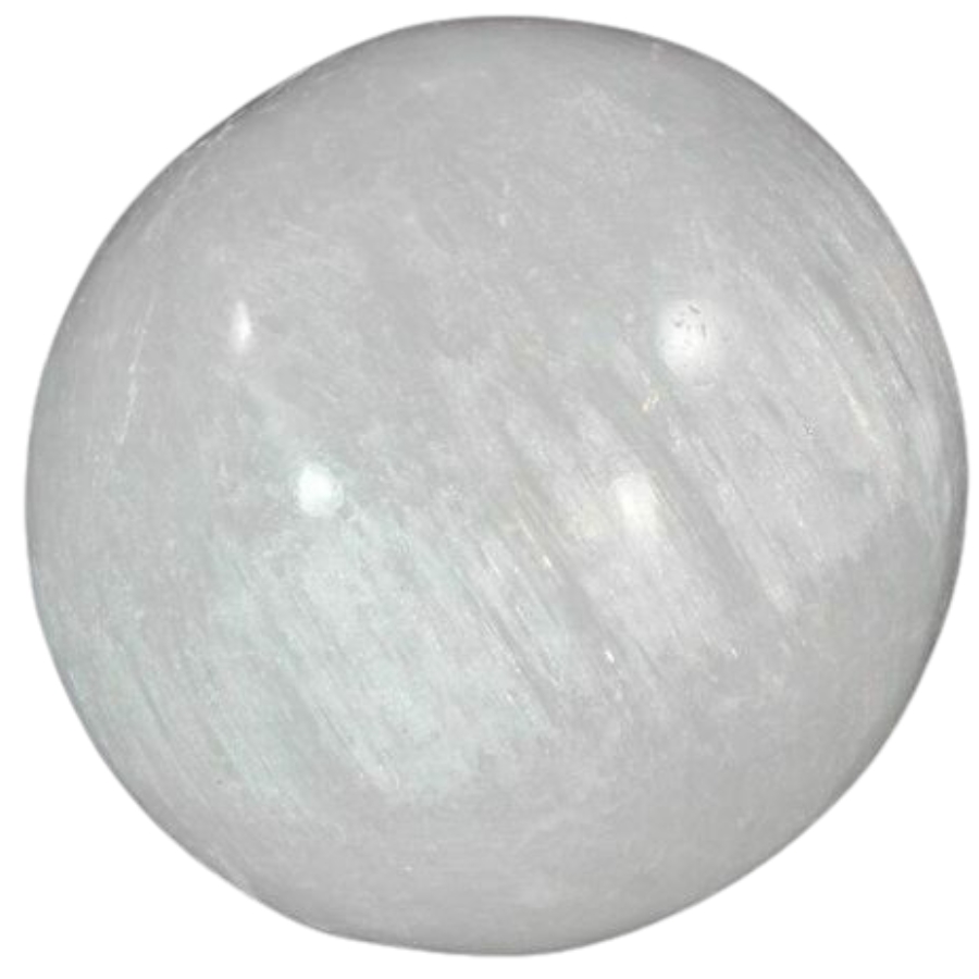 A polished selenite sphere