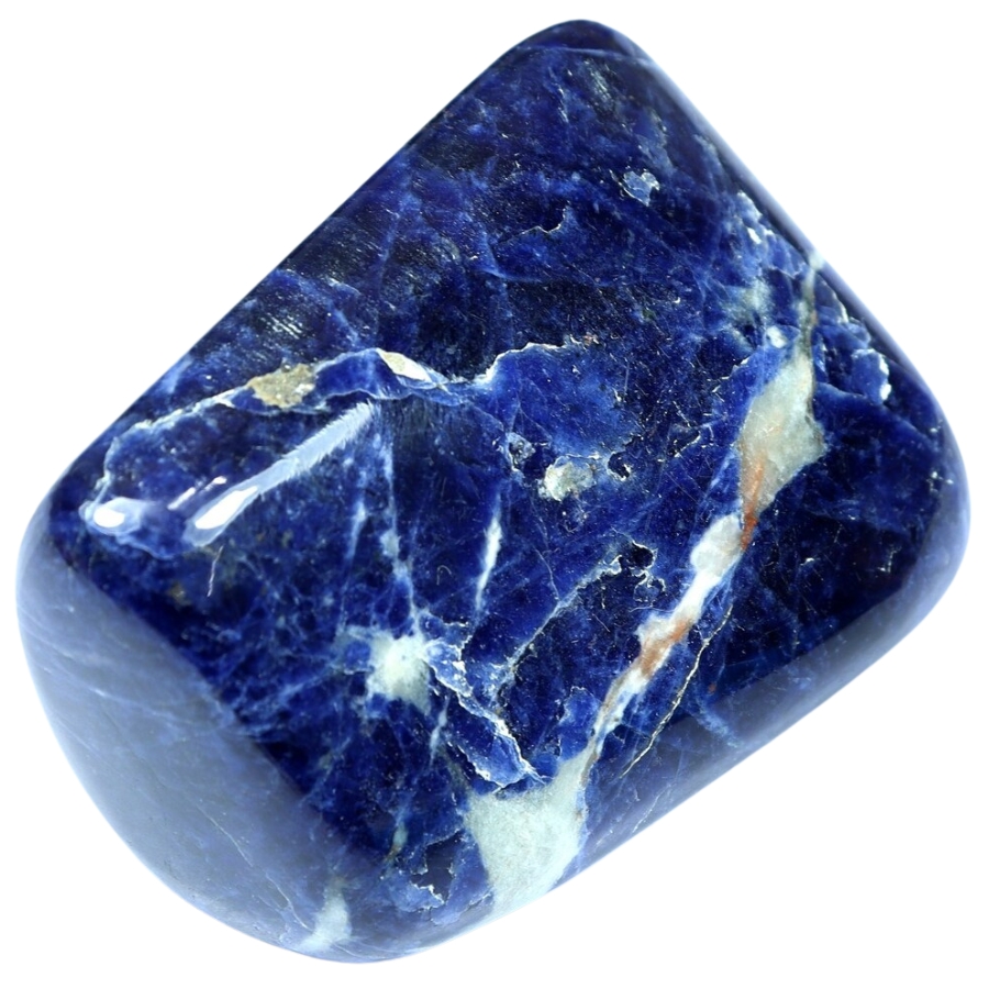 A mesmerizing tumbled sodalite crystal that resembles the ocean