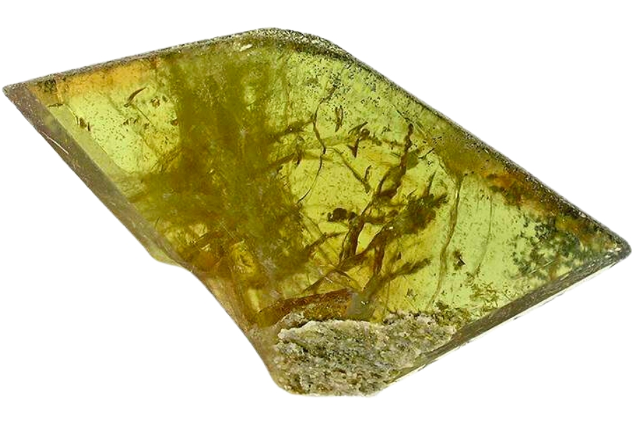 A gorgeous smooth sphene with unknown materials inside