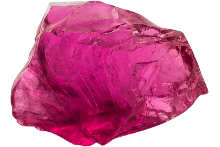 A gorgeous deep pink spinel with an uneven cut