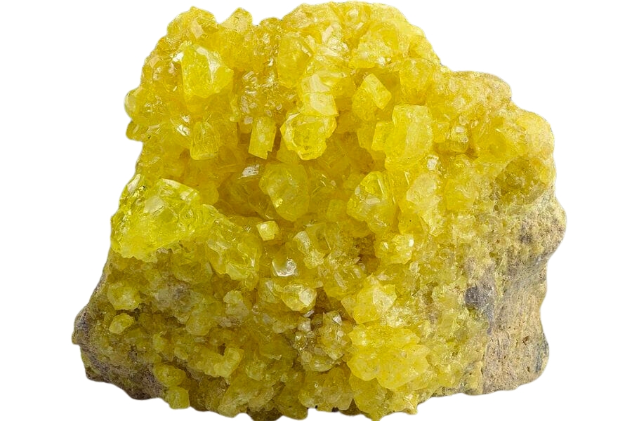 A gorgeous sulfur crystal with little crystal clusters