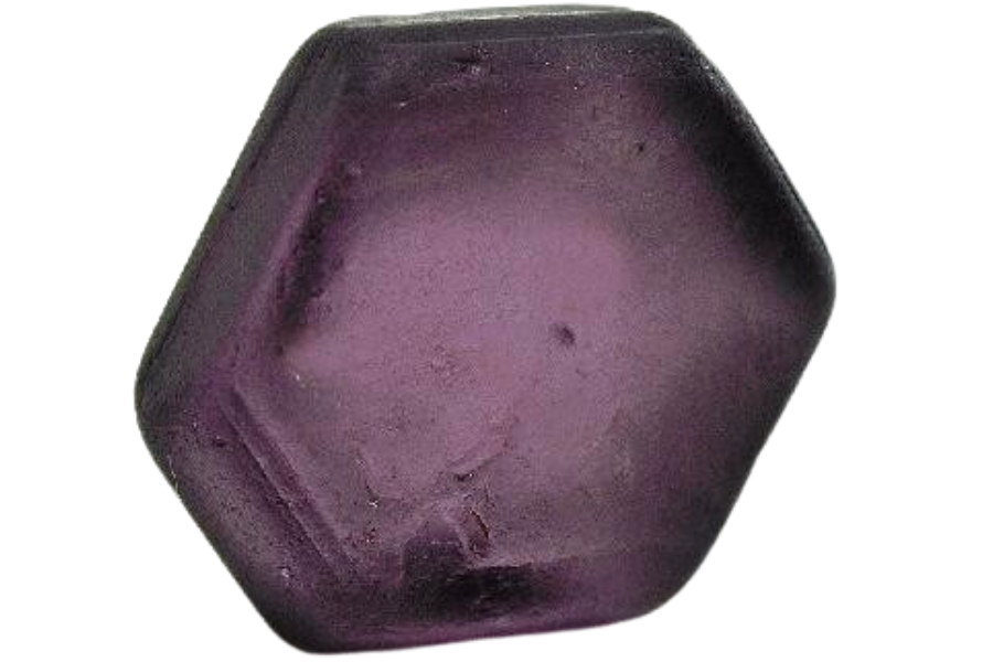 Hexagonal-shaped deep purple taaffeite