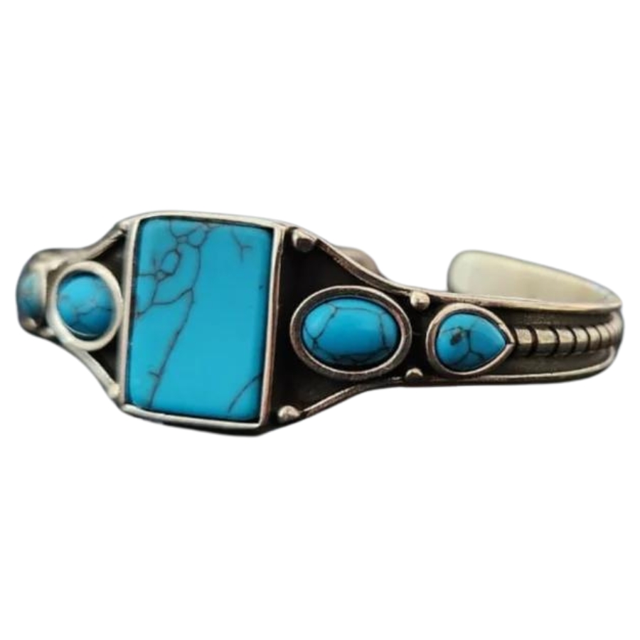 Turquoise crystals on a vintage bangle