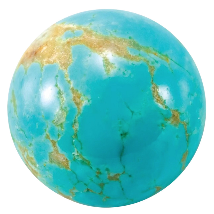 A shiny and polished turquoise sphere that resembles Earth