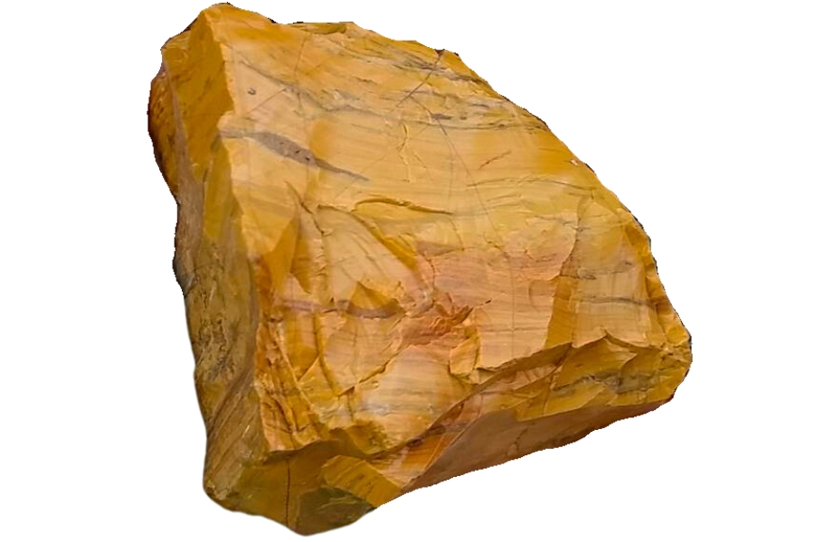 A raw yellow jasper with subtle stripes of red and brown lines
