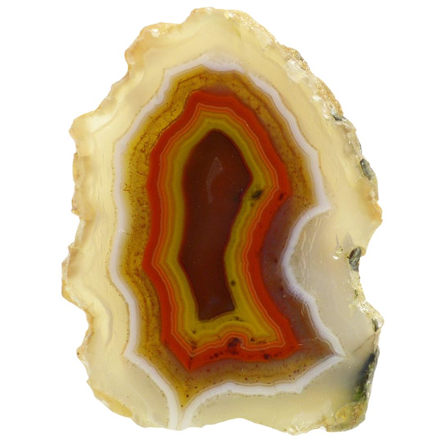 agate with white, yellow, and red bands