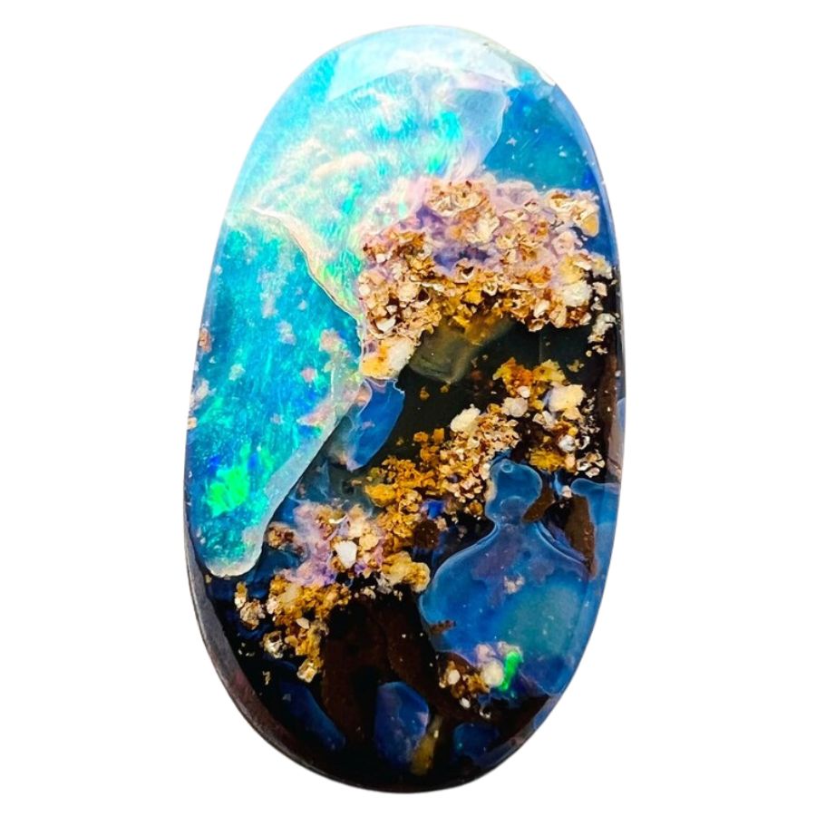oval blue boulder opal cabochon