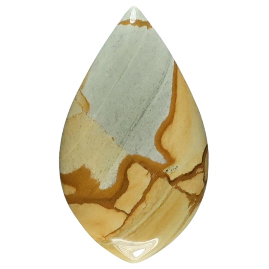 teardrop-shaped brown picture jasper cabochon