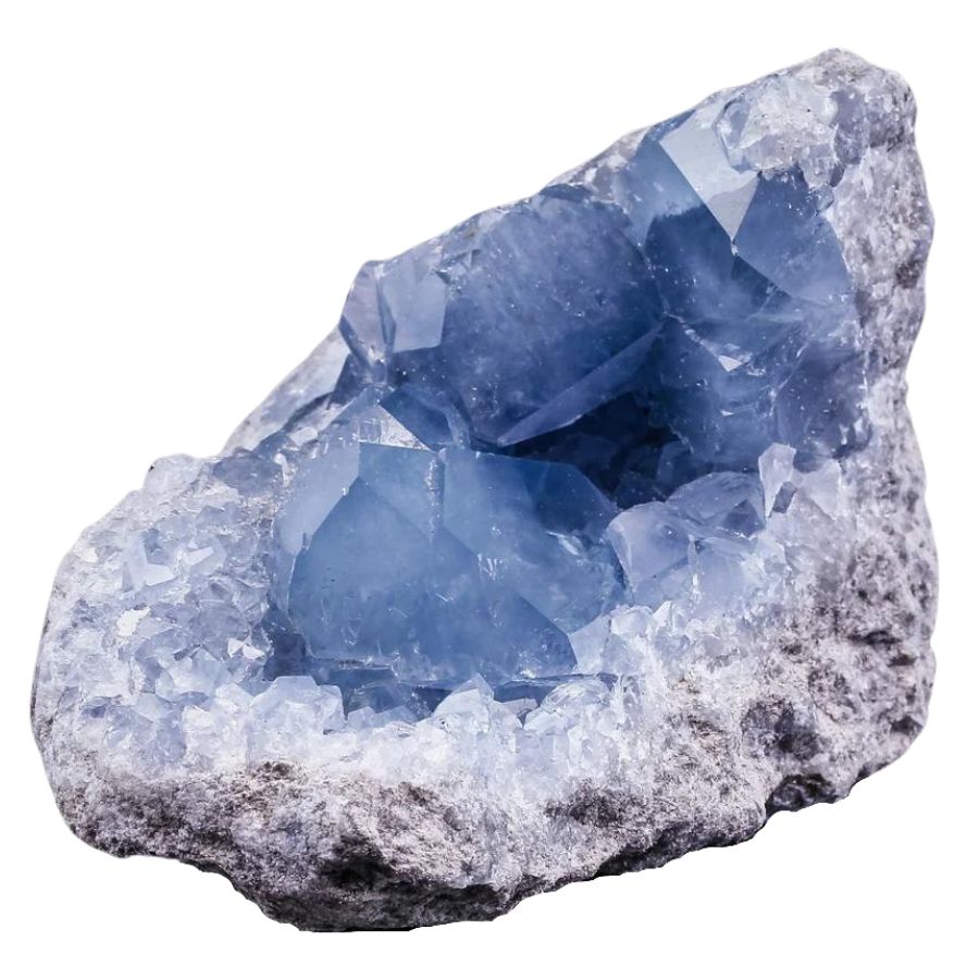 rough blue celestine crystals