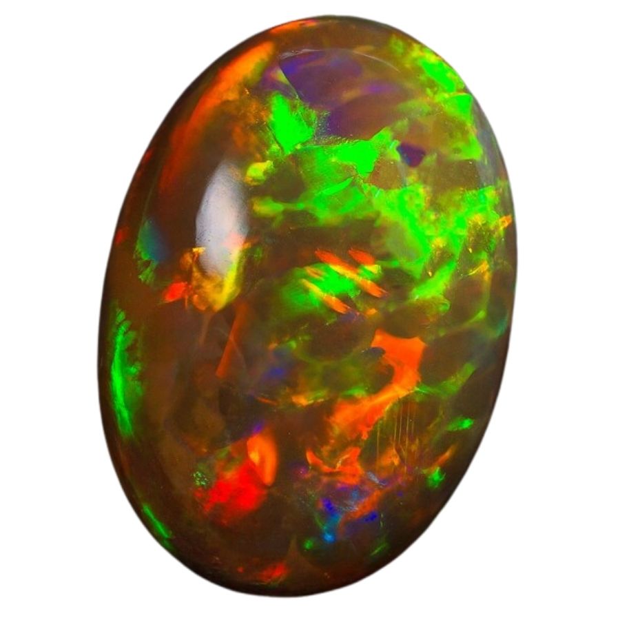 oval chocolate opal cabochon with play of light