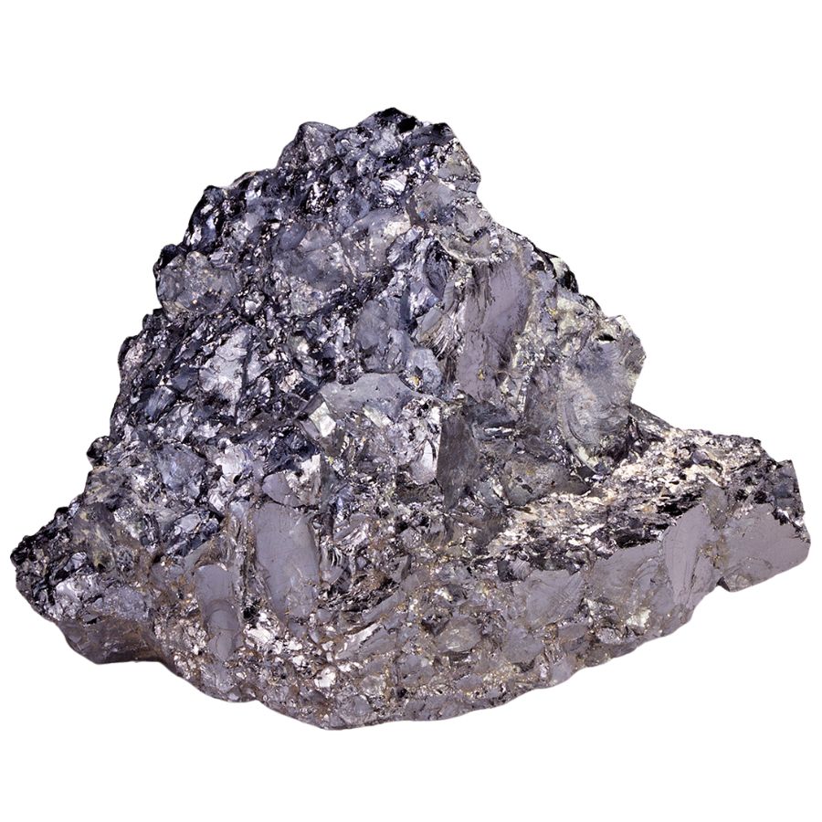 silvery chromite crystals on a rock