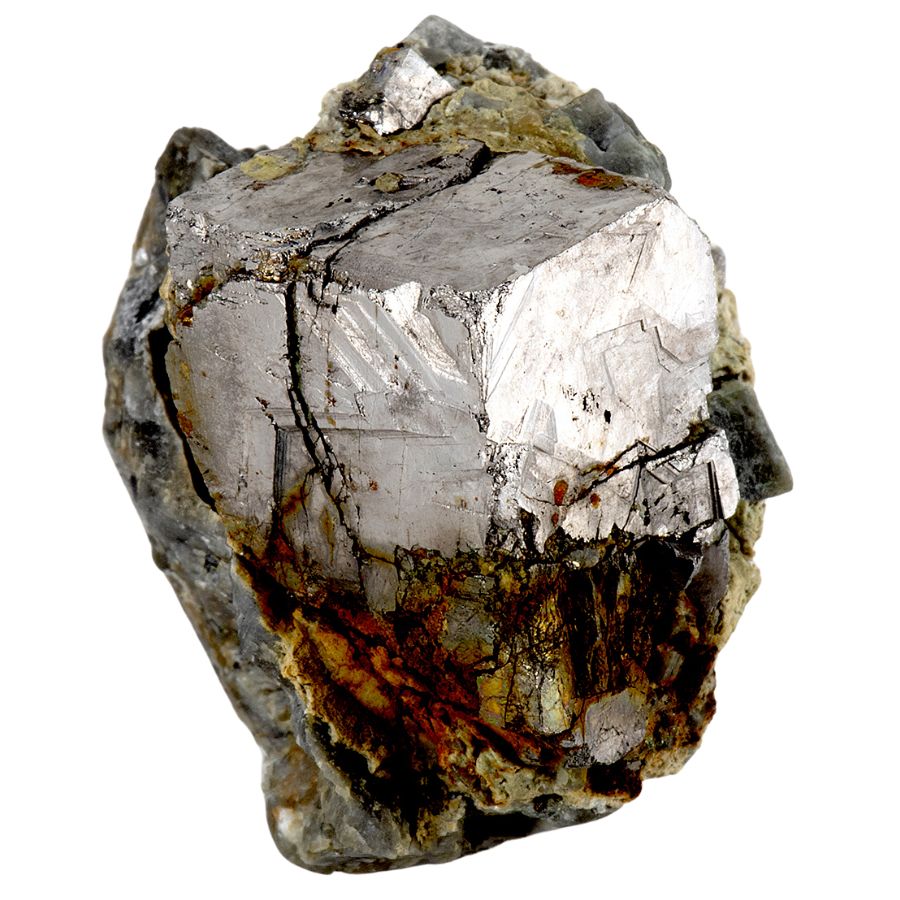 silvery cobaltite crystal on a rock