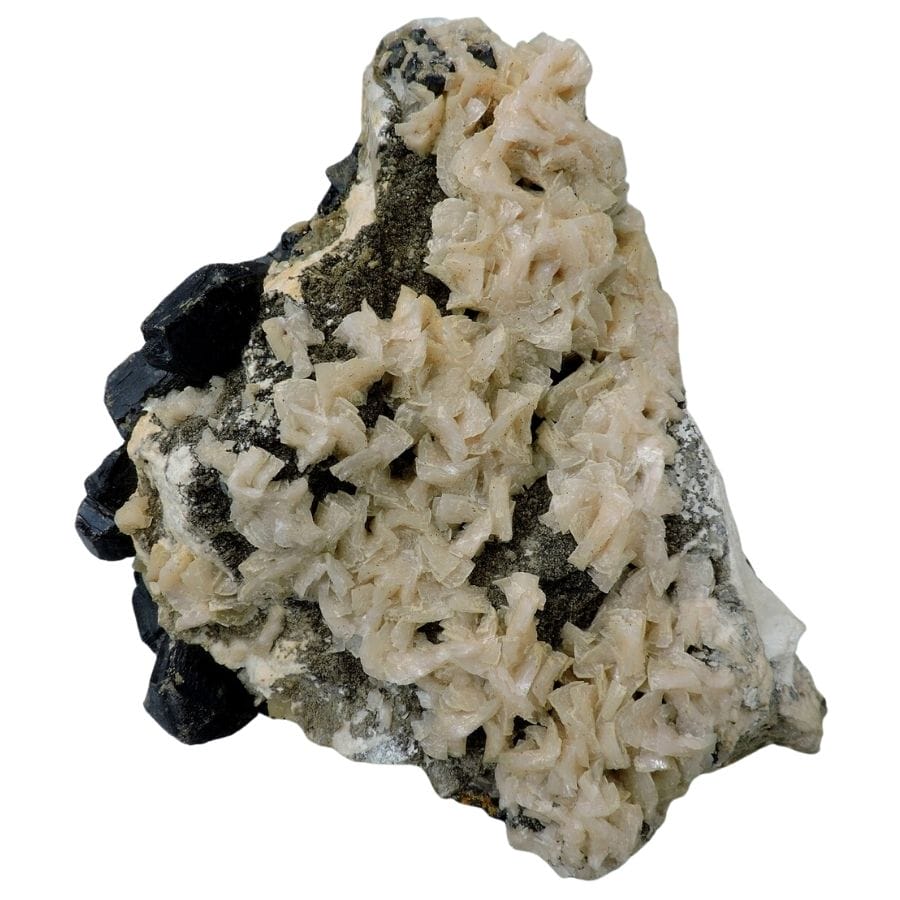 beige dolomite crystals on a rock