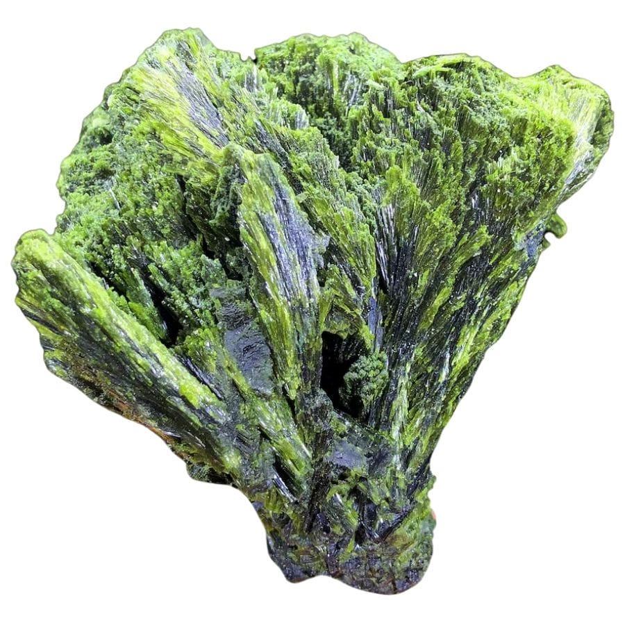 fan-shaped bright green epidote crystals