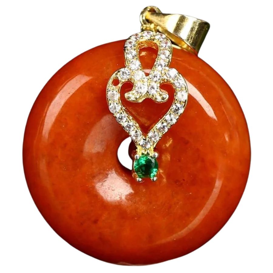 polished orange jade donut pendant