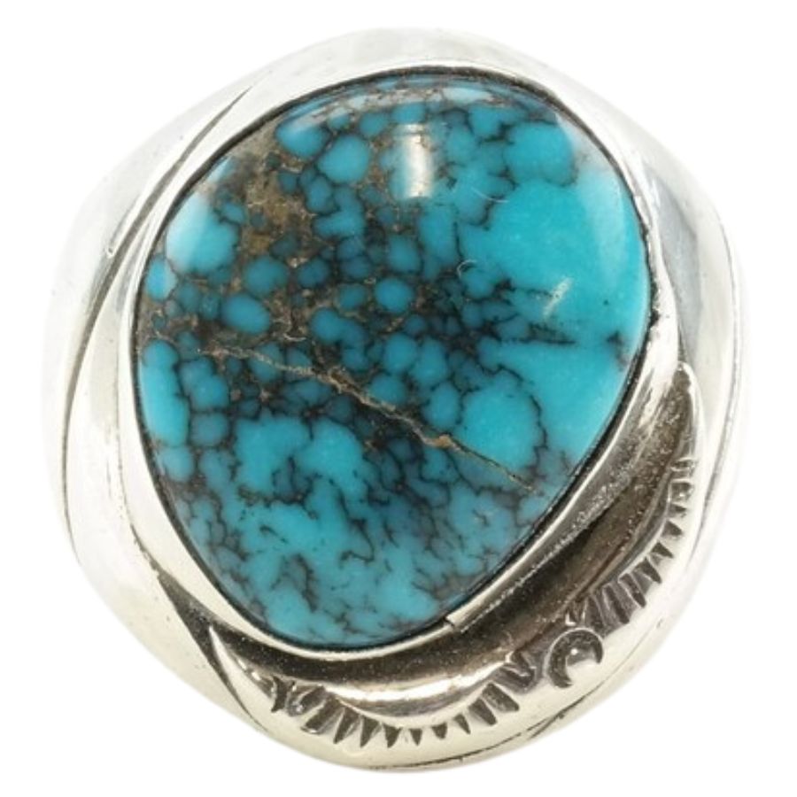 sky blue Lone Mountain turquoise cabochon in a silver setting