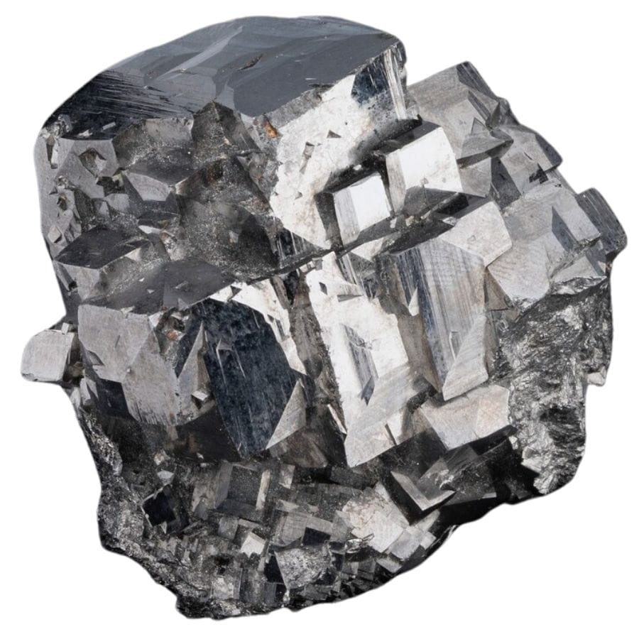 massive metallic silver magnetite crystal