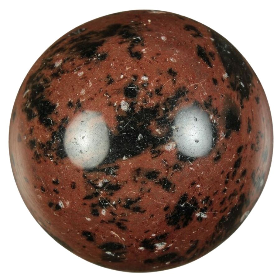 mahogany obsidian sphere with a brown base and black streaks