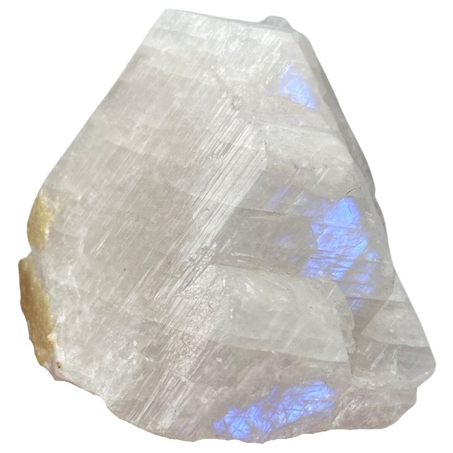 rough white moonstone with a blue sheen