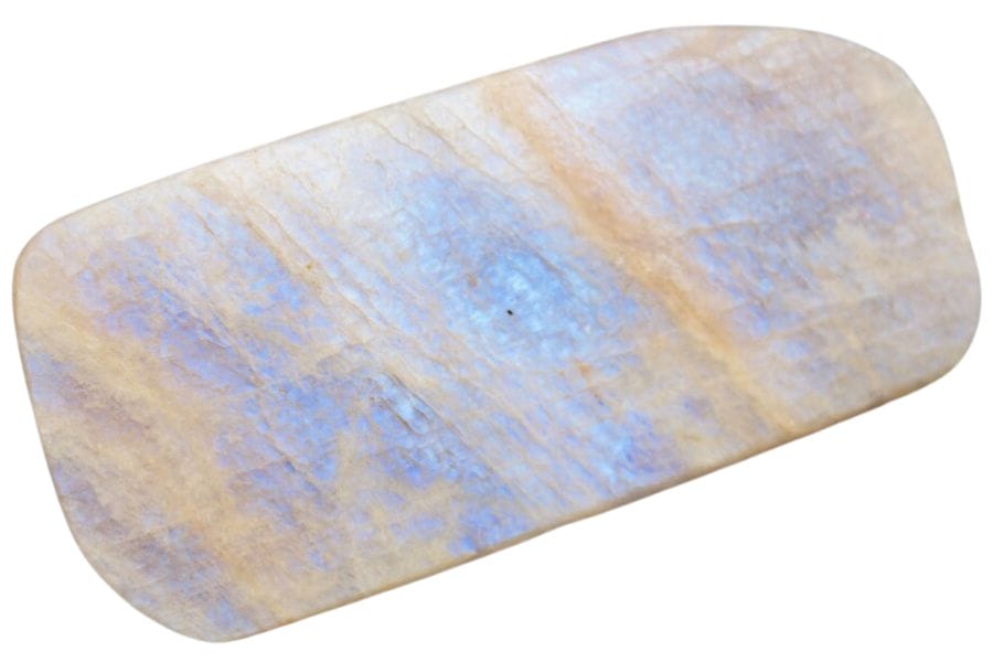 white moonstone slab with with a blue sheen