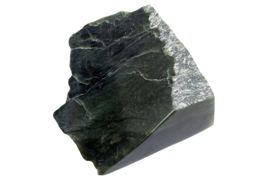 dark green nephrite jade block