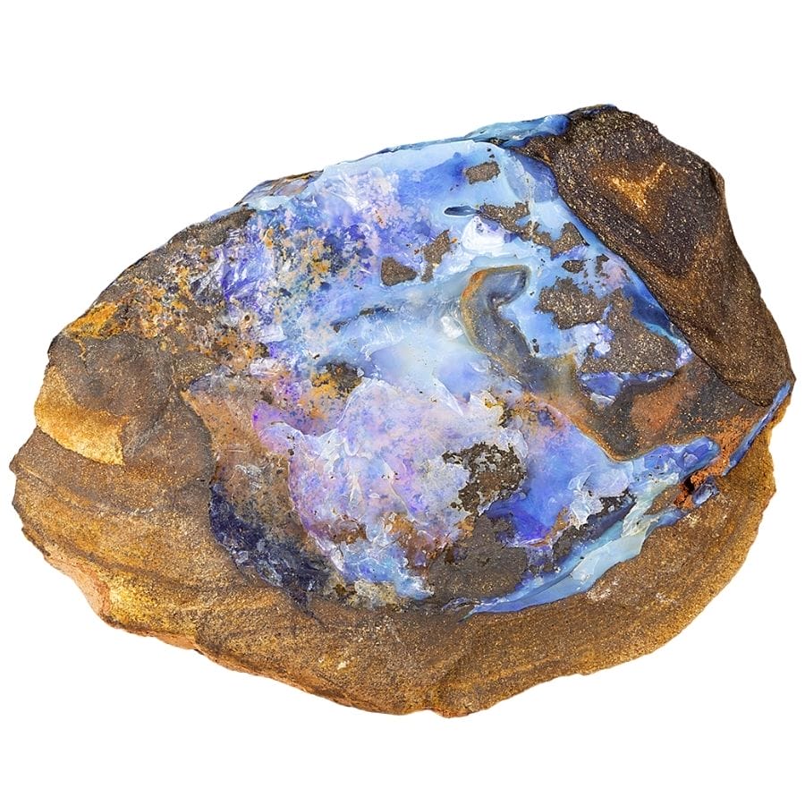 blue opal veins in a rock