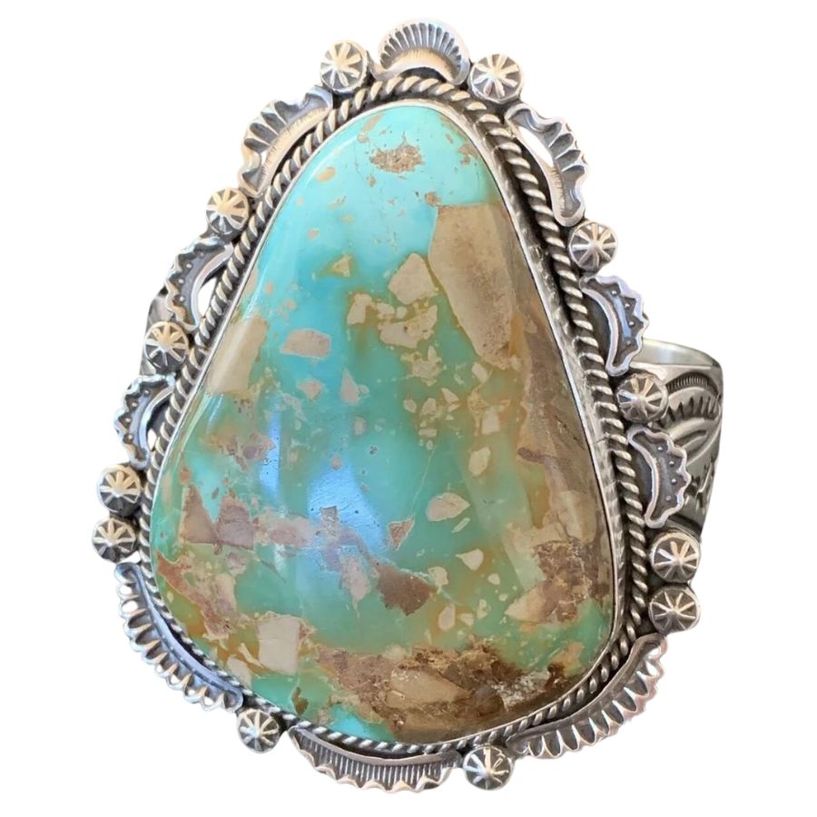 Royston turquoise cabochon in a silver setting