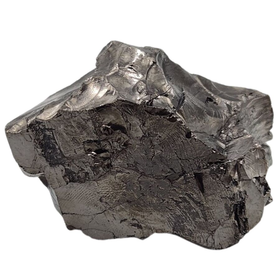 rough dark silver shungite crystal