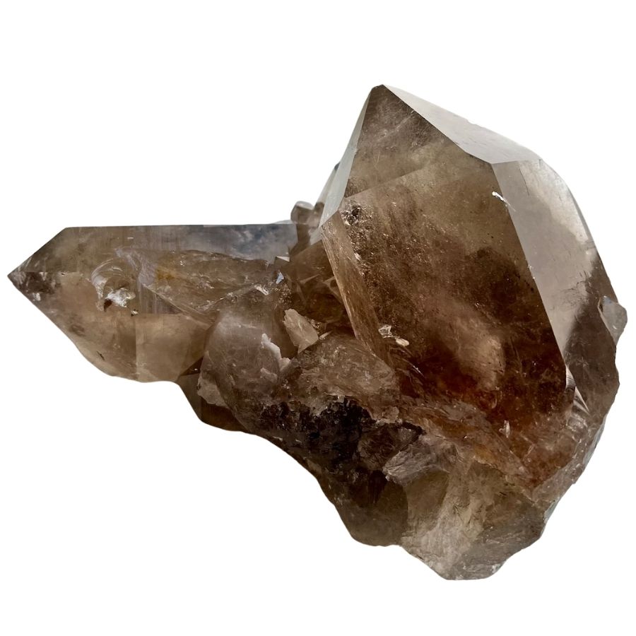 hexagonal dark brown smoky quartz crystals