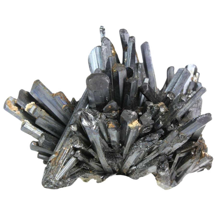 blade-like silver stibnite crystals