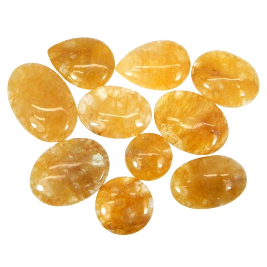 several smooth yellow aventurine cabochons