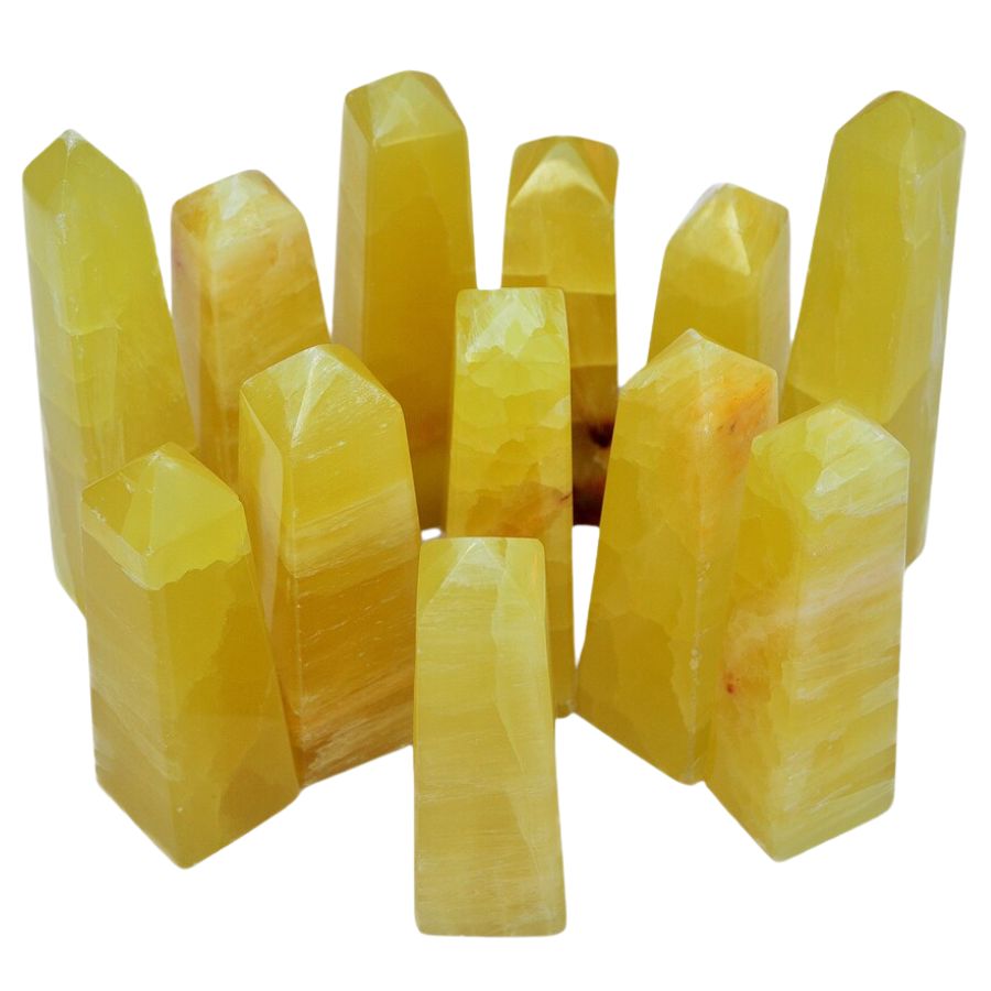 several yellow calcite towers