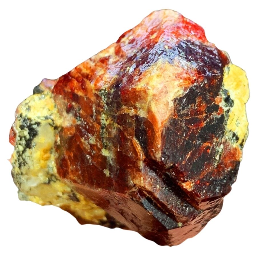 bright red and yellow zircon crystal