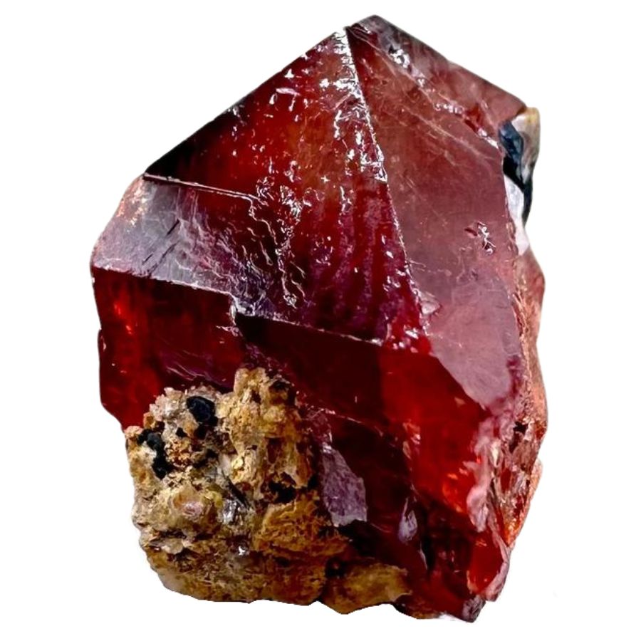 rough deep red zircon crystal
