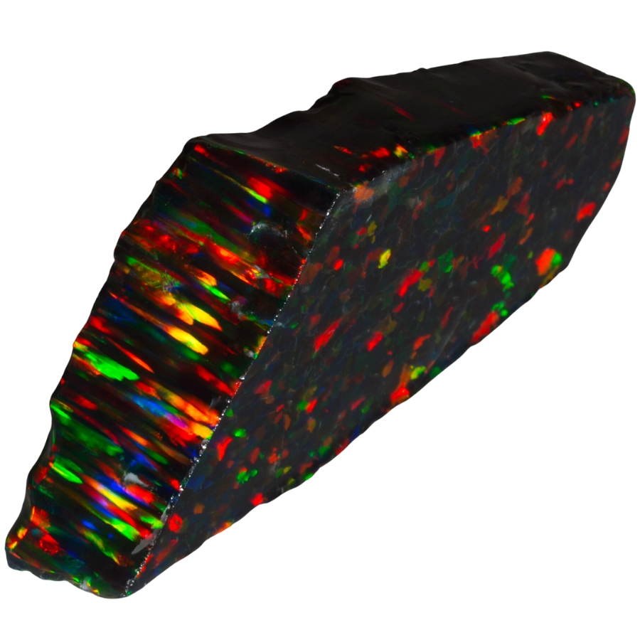 A fragment of lab-created black opal